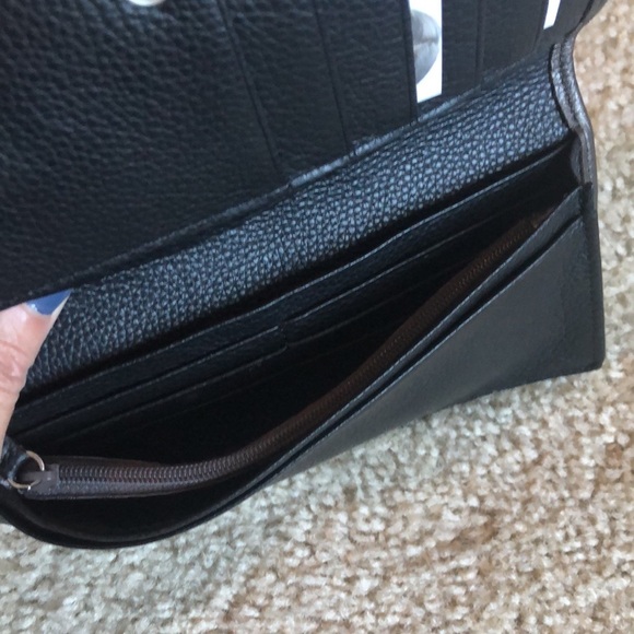 New Brighton black leather silver heart swirl large wallet credit card - Picture 3 of 9